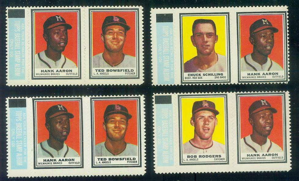 HANK AARON/Ted Bowsfield - 1962 Topps STAMP PANEL with TAB !!! [#a] Baseball cards value