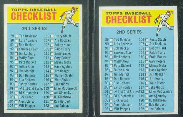 1966 Topps #101b Checklist #2 CORRECTED variation [#e] (#115 Bill Henry) Baseball cards value