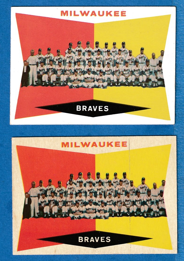 1960 Topps #381 Braves TEAM card [Gray-back] [#] (Checklist on back) Baseball cards value