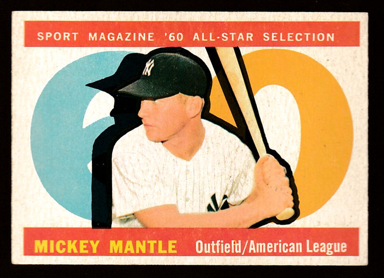 1960 Topps #563 Mickey Mantle All-Star SCARCE HIGH NUMBER [#j] (Yankees) Baseball cards value