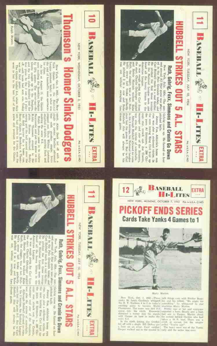 1960 Nu-Card Hi-Lites #11 Carl Hubbell - 'Strikes Out 5 A.L. Stars' Baseball cards value