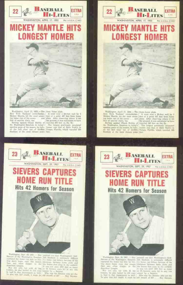 1960 Nu-Card Hi-Lites #22 Mickey Mantle - 'Hits Longest Homer' Baseball cards value