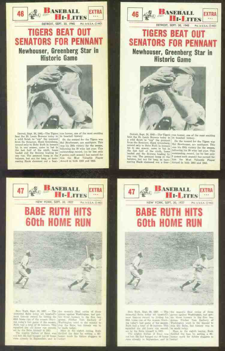 1960 Nu-Card Hi-Lites #47 Babe Ruth - 'Hits 60th Home Run' Baseball cards value