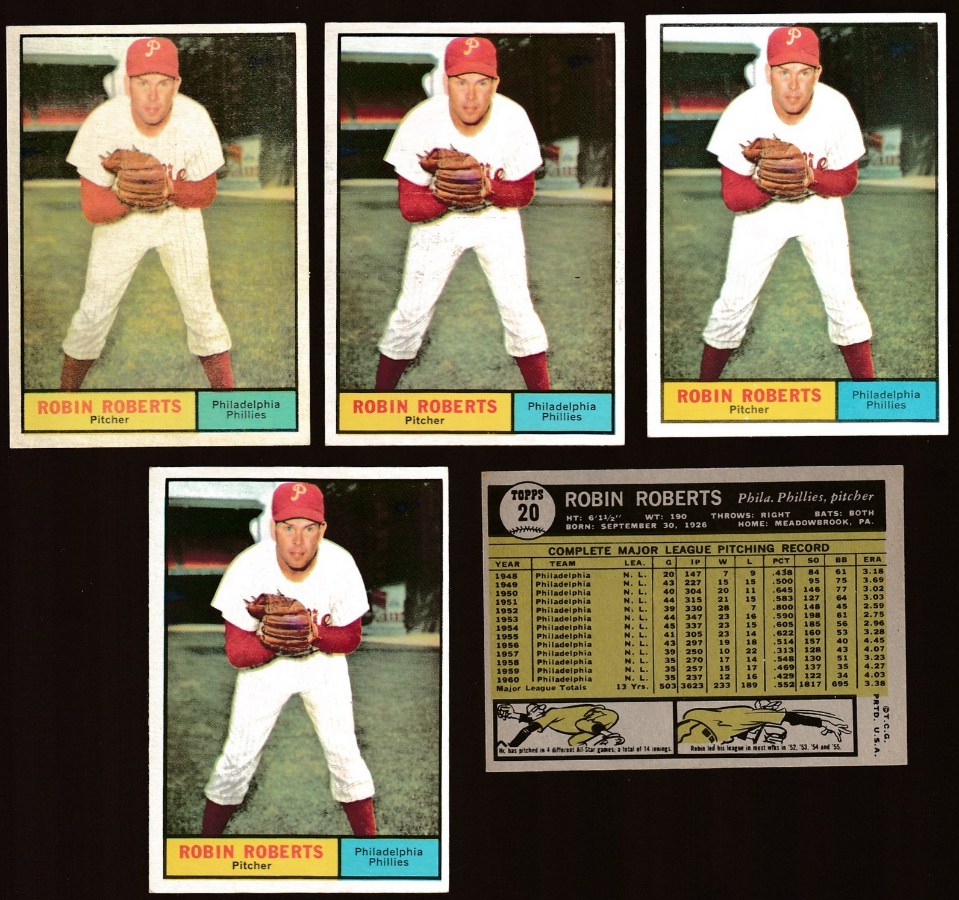1961 Topps # 20 Robin Roberts [#] (Phillies) Baseball cards value