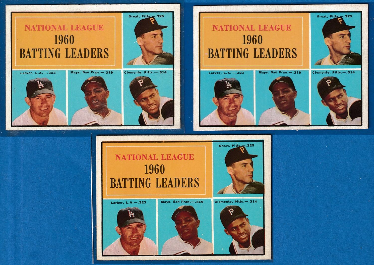 1961 Topps # 41 N.L. Batting Leaders [#] (Willie Mays/Roberto Clemente) Baseball cards value