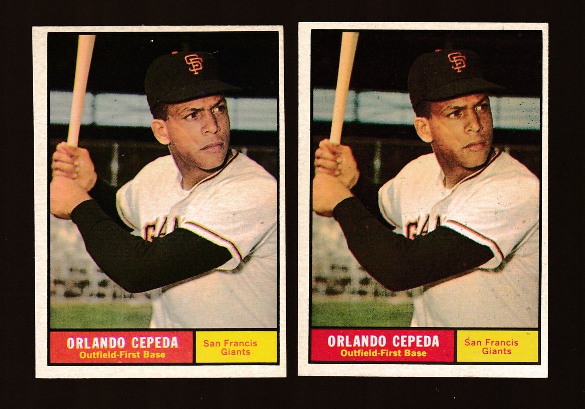 1961 Topps #435 Orlando Cepeda [#] (Giants,HOF) Baseball cards value