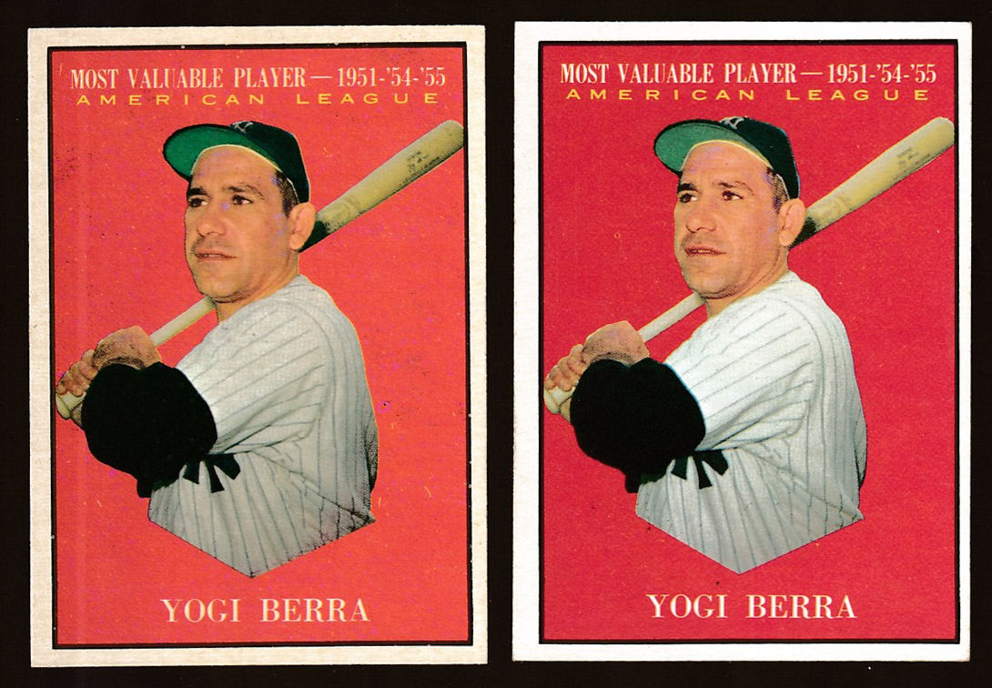 1961 Topps #472 Yogi Berra MVP SHORT PRINT (Yankees) Baseball cards value