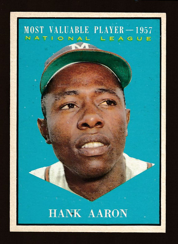 1961 Topps #484 Hank Aaron MVP (Braves) Baseball cards value