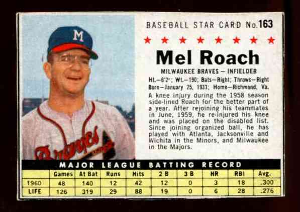 1961 Post #163 Mel Roach [BOX ONLY] (Dodgers) Baseball cards value