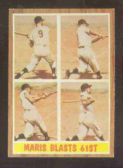 1962 Topps #313 Roger Maris In-Action (Yankees) Baseball cards value