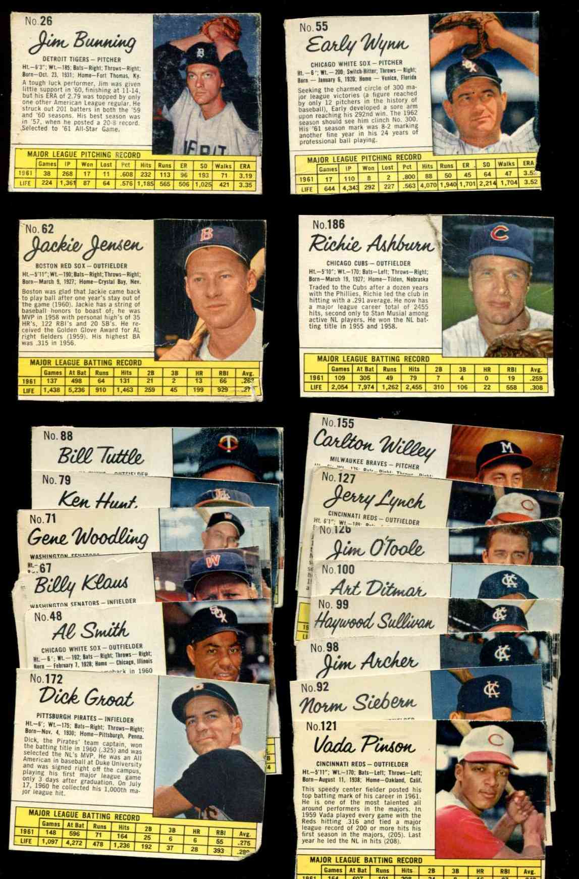 1962.Jello  - Lot of (18) different w/(3) Hall-of-Famers Baseball cards value