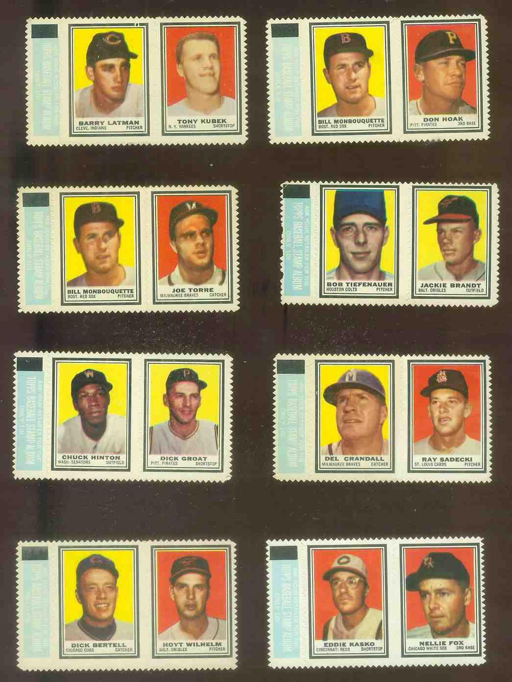   Bill Monbouquette/Don Hoak - 1962 Topps STAMP PANEL with TAB !!! Baseball cards value