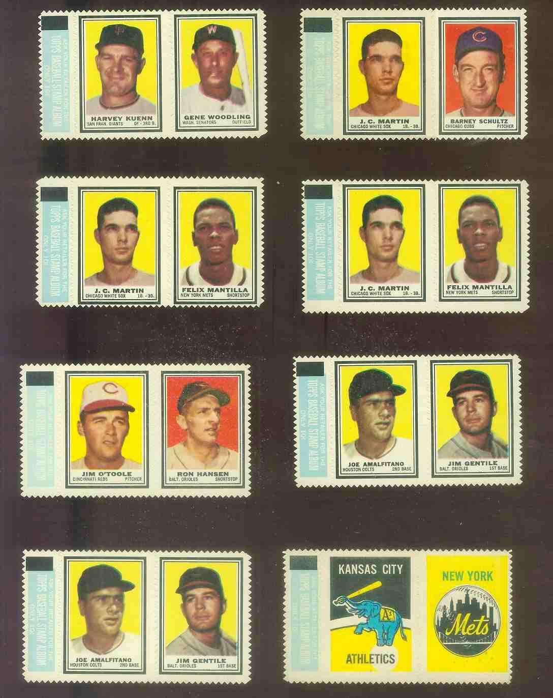   J.C. Martin/Felix Mantilla - 1962 Topps STAMP PANEL with TAB !!! Baseball cards value