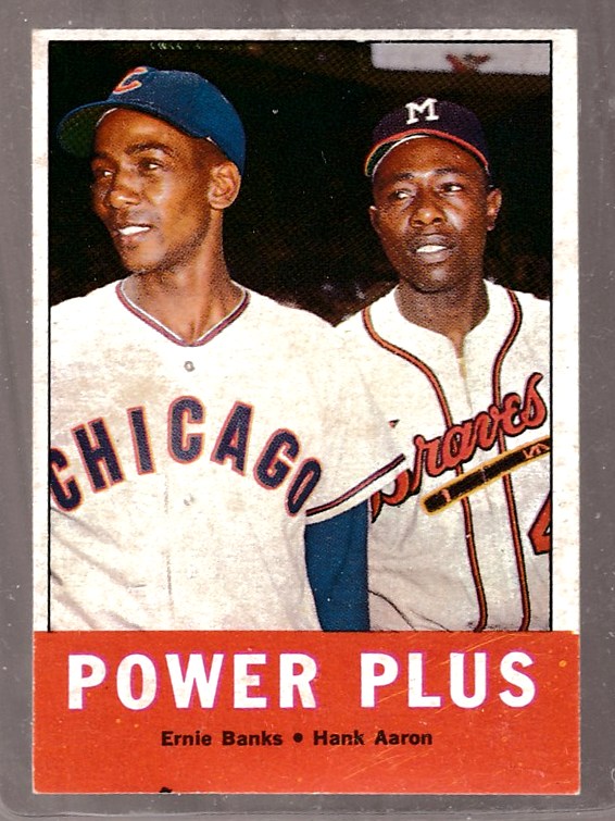 1963 Topps #242 'Power Plus' (Hank Aaron/Ernie Banks) [#] (Braves/Cubs) Baseball cards value