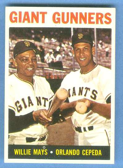 1964 Topps #306 'Giant Gunners' [#] (Willie Mays/Orlando Cepeda) (Giants) Baseball cards value