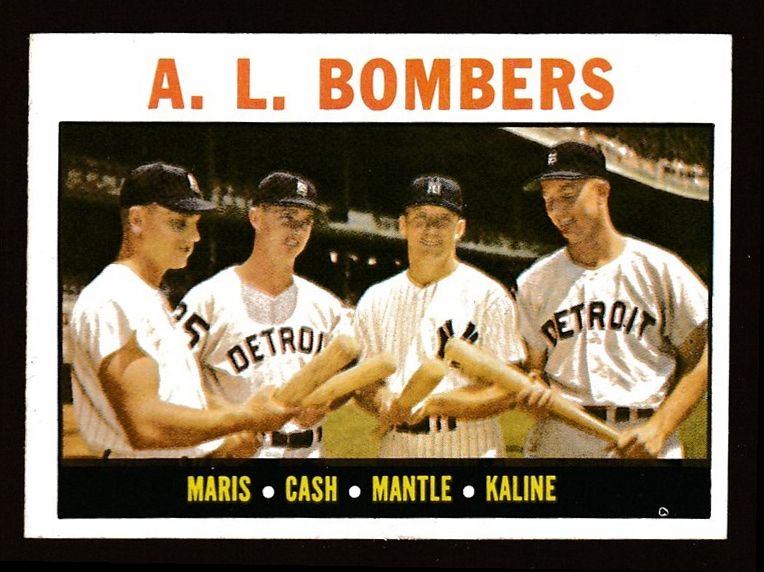 1964 Topps #331 'A.L. Bombers' [#] (Roger Maris/Mickey Mantle/Al Kaline) Baseball cards value