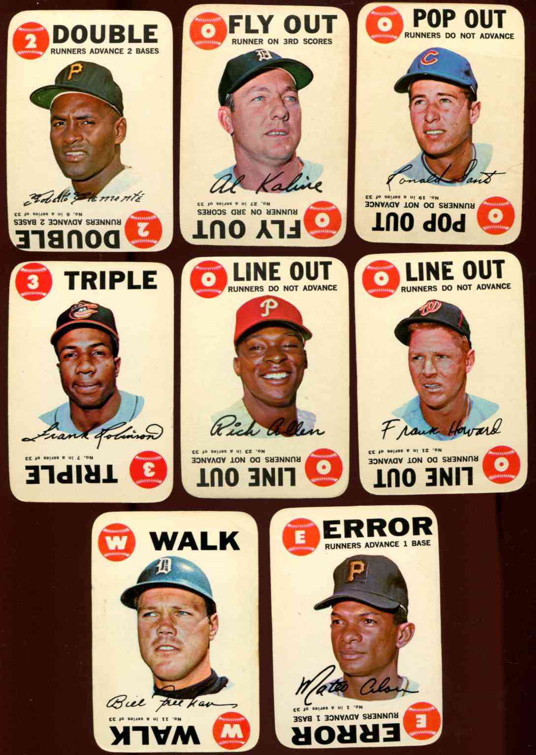 1968 Topps GAME  - Starter Set [#x]-Lot of (8) w/ROBERTO CLEMENTE & more Baseball cards value