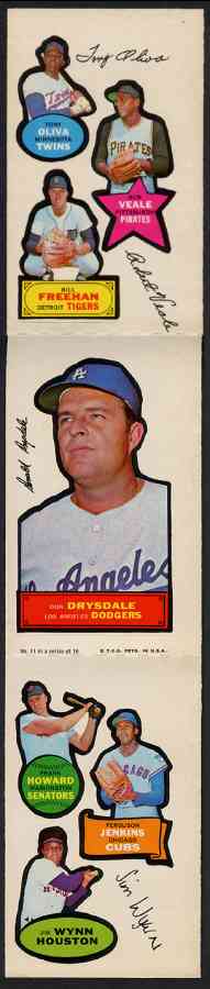1968 Topps Action Stickers #11 ABC Complete 3-panel strip w/Don Drysdale Baseball cards value