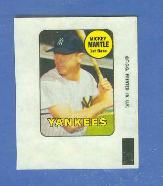 1969 Topps DECALS #23 Mickey Mantle [#b] (Yankees) Baseball cards value