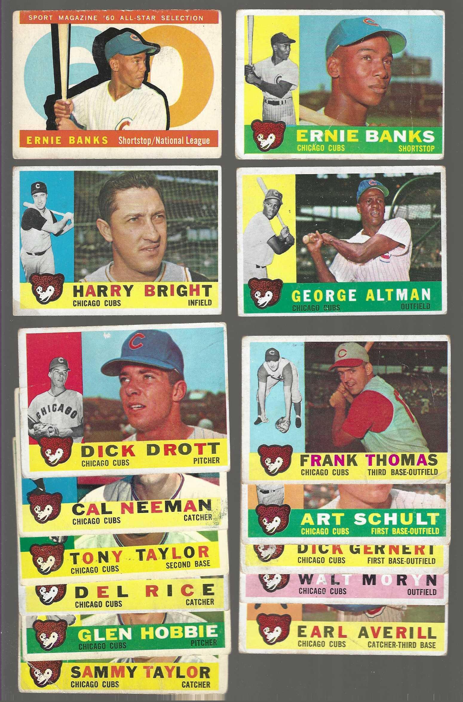 1960 Topps  - CUBS Starter Team Set/Lot (20 cards) with (2) Ernie Banks Baseball cards value