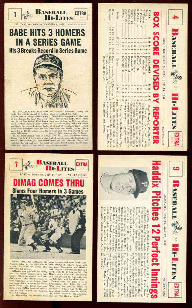 1960 Nu-Card Hi-Lites #.1 [B/W] Babe Ruth - 'Hits 3 Homers in Series Game' Baseball cards value