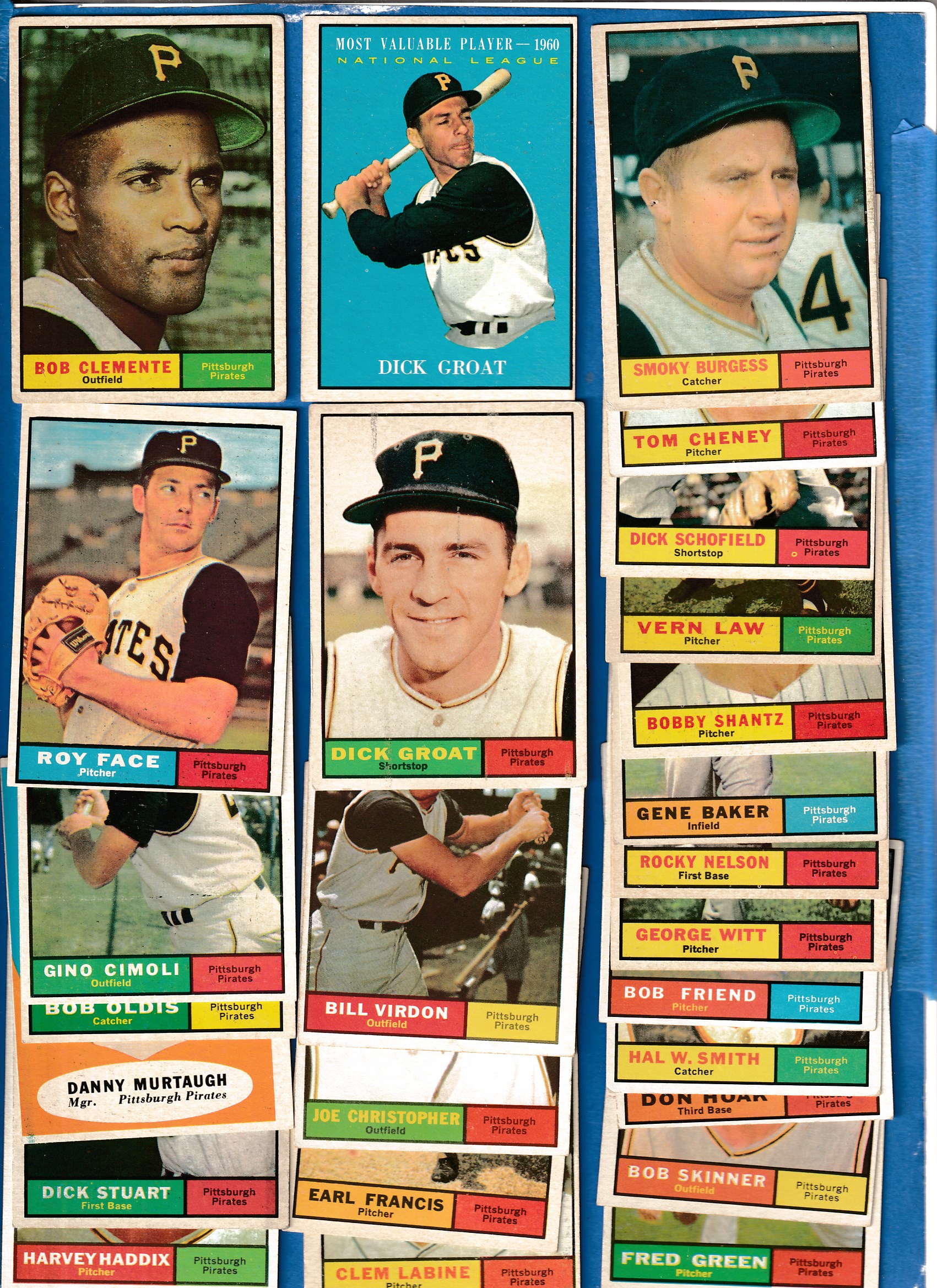 1961 Topps  - PIRATES - Near Complete LOW# Team Set (24/26 cards) + bonus Baseball cards value