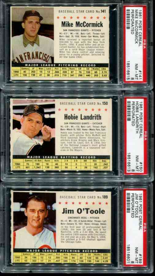 1961 Post #150 Hobie Landrith [COM] (Giants) Baseball cards value