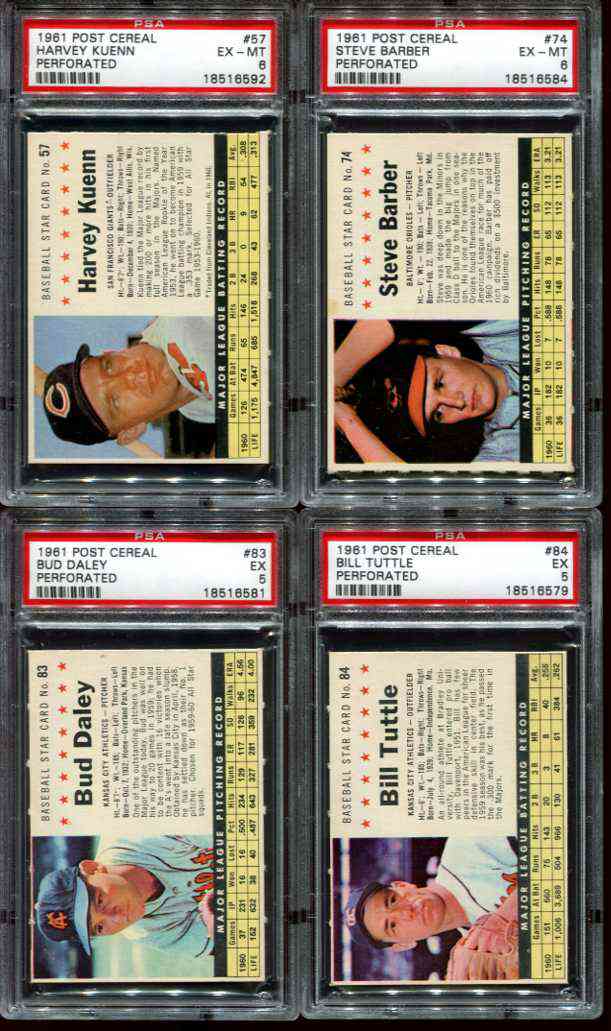 1961 Post #.57 Harvey Kuenn [COM] [#x] (Giants) Baseball cards value