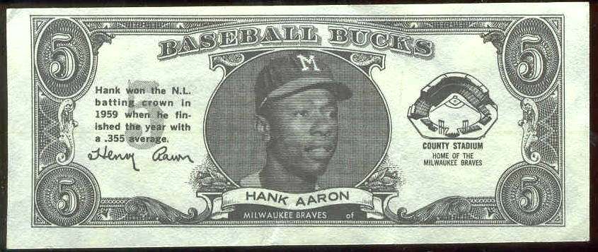  1962 Topps Bucks #.1 Hank Aaron [#a] (Braves) Baseball cards value
