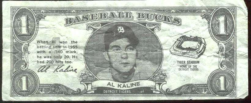  1962 Topps Bucks #43 Al Kaline [#c] (Tigers) Baseball cards value