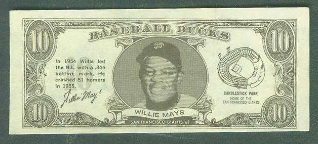  1962 Topps Bucks #57 Willie Mays [#b] (Giants) Baseball cards value