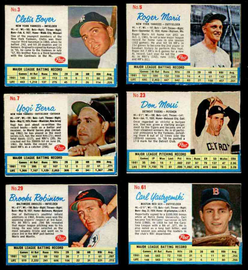 1962 Post #.61 Carl Yastrzemski [#x] (Red Sox) Baseball cards value