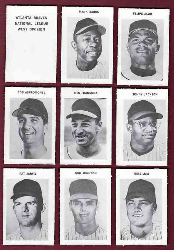   Braves - 1969 Milton Bradley - COMPLETE TEAM SET (15) w/Header ! Baseball cards value