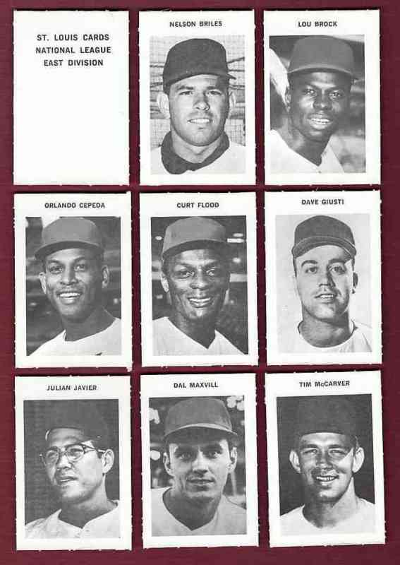   Cardinals - 1969 Milton Bradley - COMPLETE TEAM SET (12) w/Header ! Baseball cards value
