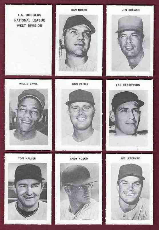   Dodgers - 1969 Milton Bradley - COMPLETE TEAM SET (13) w/Header ! Baseball cards value