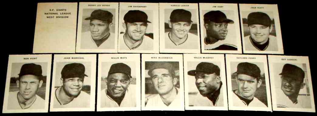   Giants - 1969 Milton Bradley - COMPLETE TEAM SET (13) w/Header ! Baseball cards value