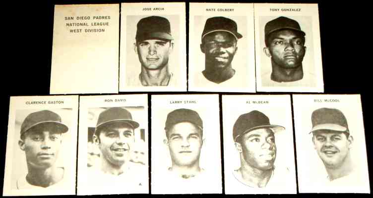   Padres - 1969 Milton Bradley - COMPLETE TEAM SET (9) w/Header ! Baseball cards value