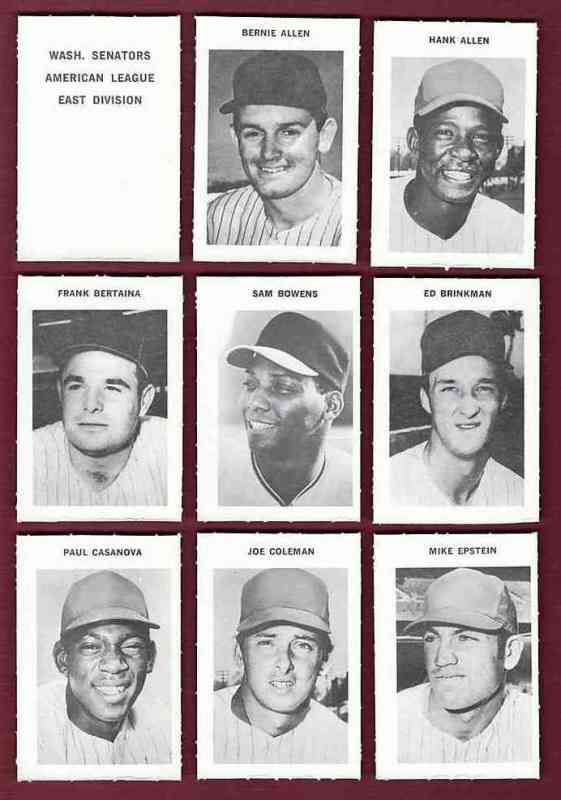   Senators - 1969 Milton Bradley - Near Complete Team Set(15/16) w/Header ! Baseball cards value