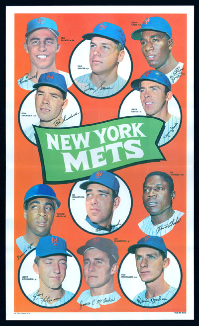 1969 Topps TEAM POSTERS #24 New York Mets (WORLD CHAMPS !!!) Baseball cards value