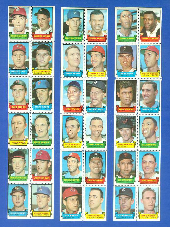 1969 Topps STAMP STRIP/PANEL [v]- Mike Shannon,Norm Cash,Jerry Grote... Baseball cards value