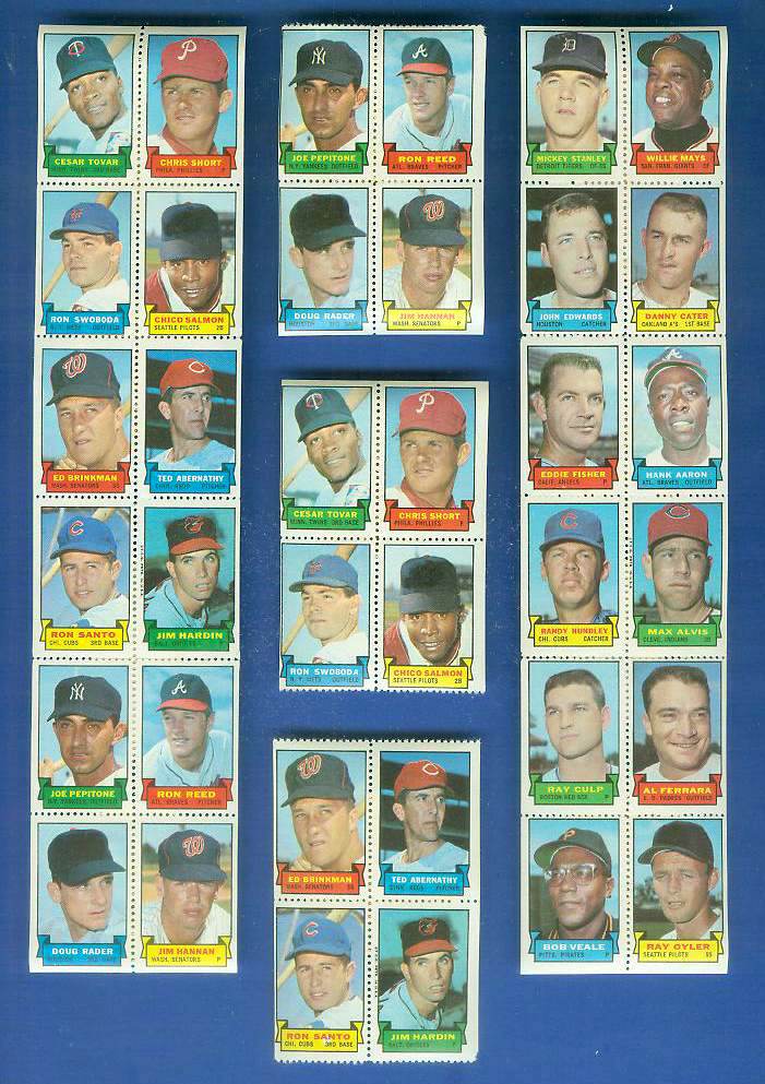1969 Topps STAMP STRIP/PANEL [v]- Mickey Stanley,WILLIE MAYS,HANK AARON Baseball cards value