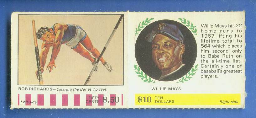 1968 American Oil - WILLIE MAYS/Bob Richards - COMPLETE PANEL (Giants) Baseball cards value