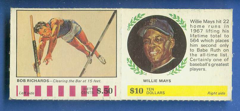  1968 Atlantic Oil - WILLIE MAYS/Bob Richards [#a] COMPLETE PANEL (Giants) Baseball cards value