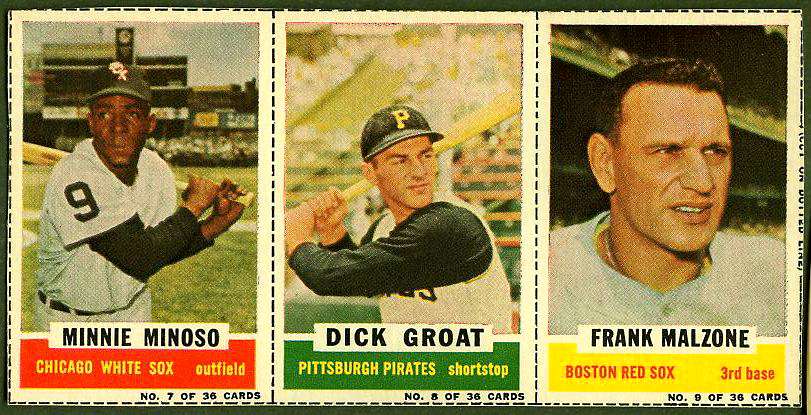 1961 Bazooka COMPLETE PANEL #.7-9 Minnie Minoso/Dick Groat/Frank Malzone Baseball cards value