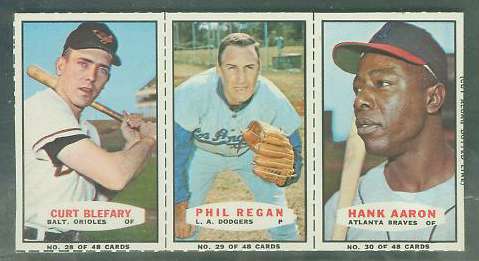 1967 Bazooka COMPLETE PANEL #28-31 HANK AARON/Curt Blefary/Phil Regan Baseball cards value