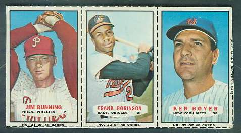 1967 Bazooka COMPLETE PANEL #31-33 FRANK ROBINSON/Jim Bunning/Ken Boyer Baseball cards value