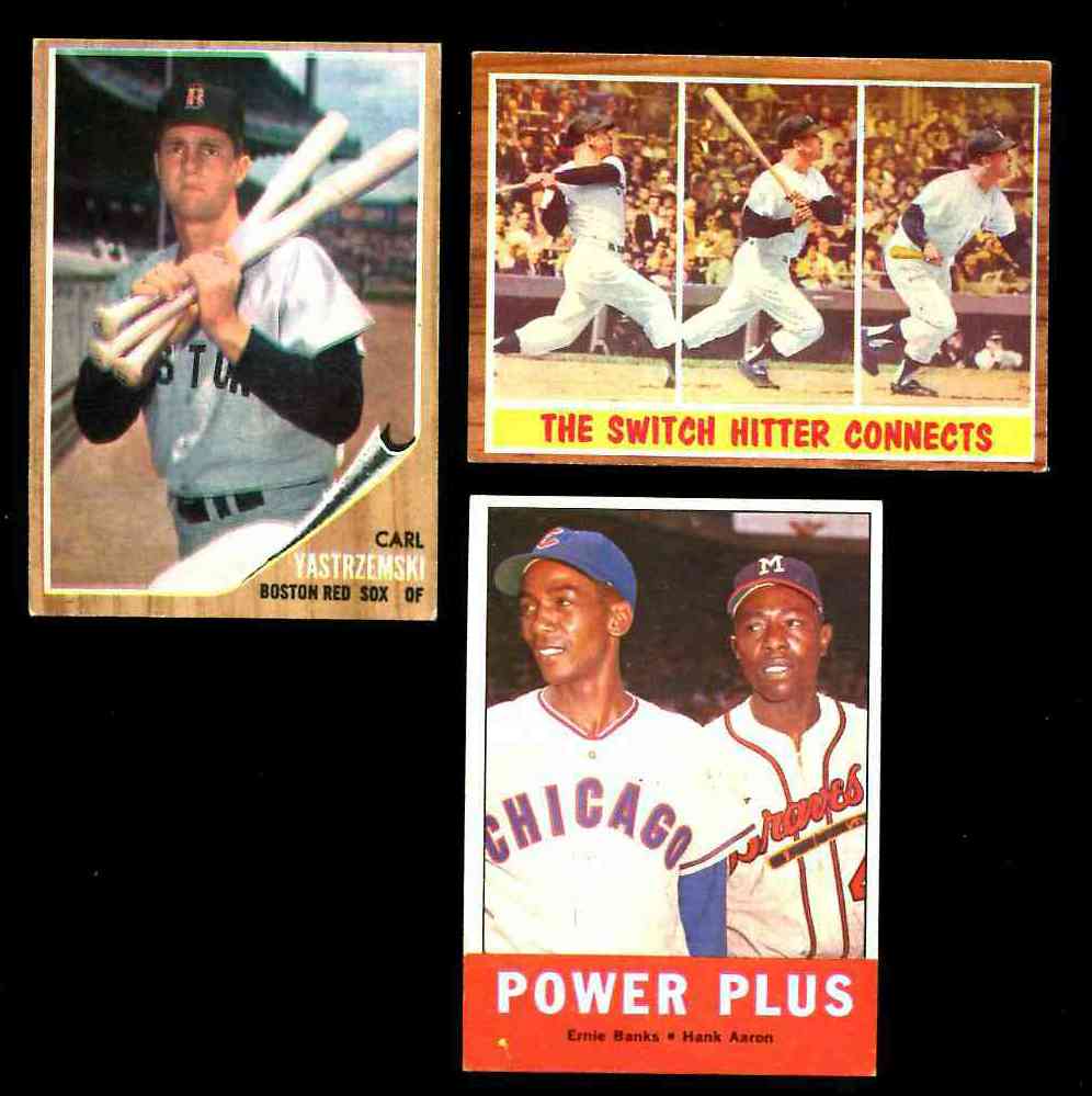1963 Topps #242 'Power Plus' (Hank Aaron/Ernie Banks) [#b] (Braves/Cubs) Baseball cards value
