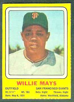 1969 Transogram #34 Willie Mays (Giants) Baseball cards value