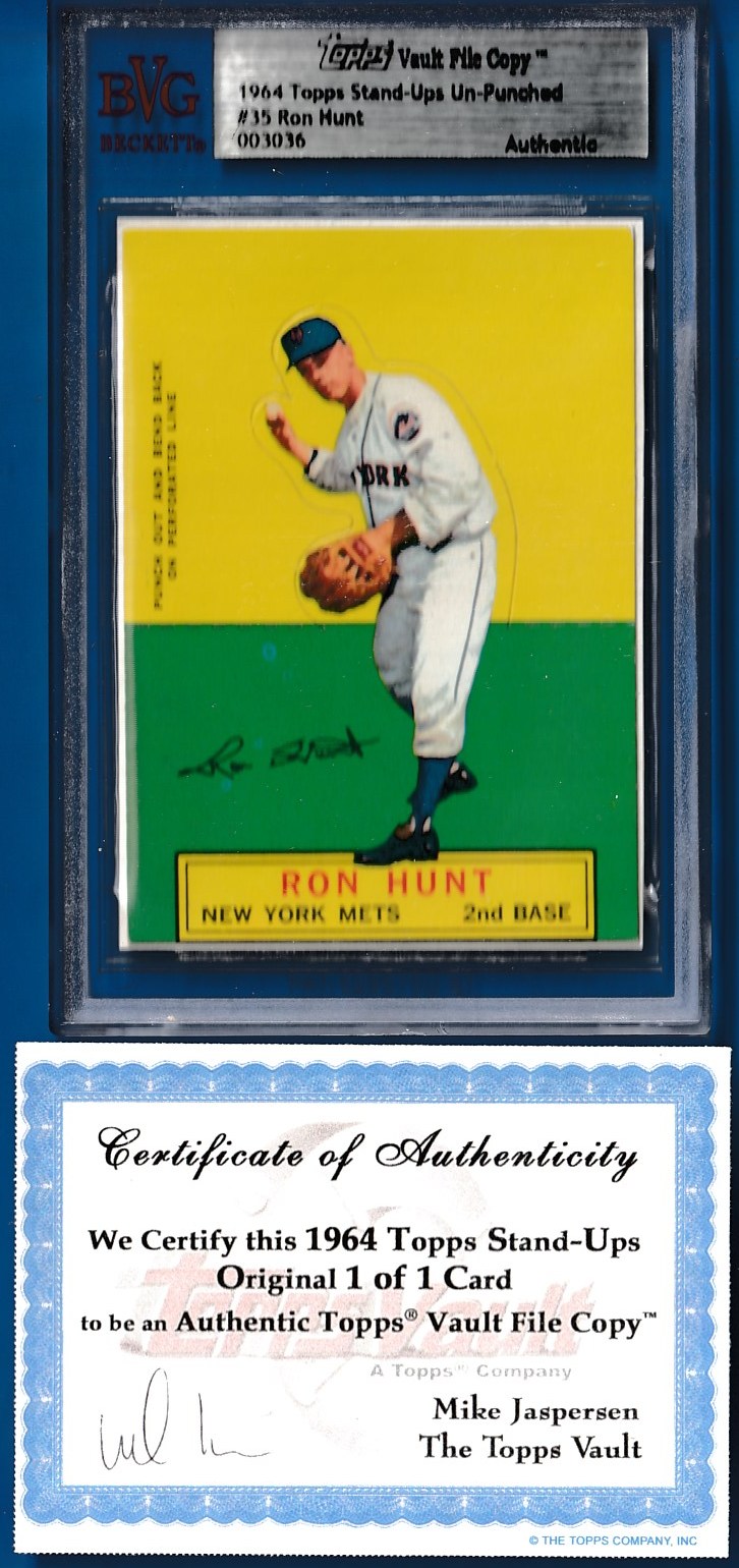1964 Topps Stand-Ups #35 Ron Hunt TOPPS VAULT FILE COPY w/COA (Mets) Baseball cards value