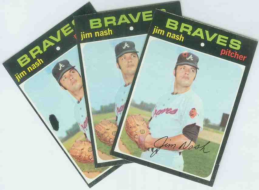 1971 Topps #306c Jim Nash [VAR:Red bullseye on cap variation] (Braves) Baseball cards value